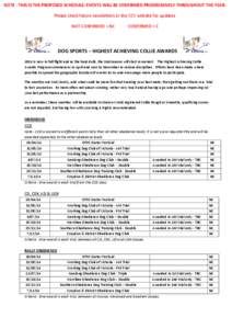 NOTE - THIS IS THE PROPOSED SCHEDULE; EVENTS WILL BE CONFIRMED PROGRESSIVELY THROUGHOUT THE YEAR. Please check future newsletters or the CCV website for updates. NOT CONFIRMED = NC