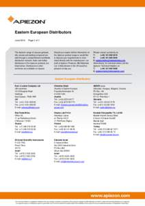 Eastern European Distributors June 2014 Page 1 of 1  The Apiezon range of vacuum greases,
