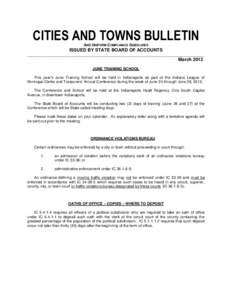 CITIES AND TOWNS BULLETIN AND UNIFORM COMPLIANCE GUIDELINES ISSUED BY STATE BOARD OF ACCOUNTS ____________________________________________________________________________________