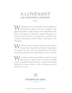 A COVENANT FOR HONOURING CHILDREN RAFFI w