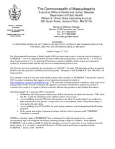 The Commonwealth of Massachusetts Executive Office of Health and Human Services Department of Public Health William A. Hinton State Laboratory Institute 305 South Street, Jamaica Plain, MA[removed]DEVAL L. PATRICK