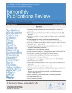 UN-Water Decade Programme on Advocacy and Communication (UNW-DPAC) Bimonthly Publications Review Produced by the UN-Water Decade Programme on Advocacy and Communication (UNW-DPAC), this review brings you every two months