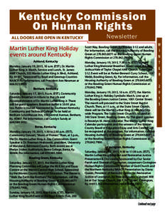 Kentucky Commission On Human Rights ALL DOORS ARE OPEN IN KENTUCKY Martin Luther King Holiday events around Kentucky