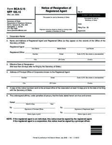 Print Notice of Resignation of Registered Agent Form BCA-5.15 NFP[removed]