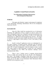 LC Paper No. CB[removed])  Legislative Council Panel on Security New Information Technology Infrastructure of the Immigration Department