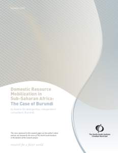 Summer[removed]Domestic Resource Mobilization in Sub-Saharan Africa: The Case of Burundi