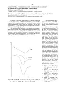 146 EXPERIMENTAL STUDY OF SHEELITE AND FLUORITE SOLUBILITY IN THE NaCl-H2O SYSTEM AT 800°C ANDKbar N.A.Kurovskaya, S.D.Malinin Vernadsky Institute of Geochemistry Russian Academy of Sciences, Moscow This study wa