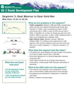 Where do you live and where do you Segment 3: East Monroe to East Gold Bar Mile Post[removed]to[removed]What are the problems in this segment?