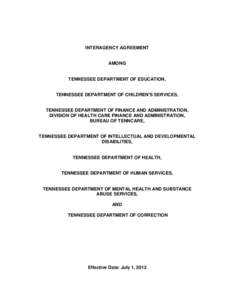 INTERAGENCY AGREEMENT  AMONG TENNESSEE DEPARTMENT OF EDUCATION,