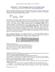 Michigan’s Habitant Heritage (MHH), Vol. 35, #2, April 2014  “But I Read It…”: The Two Jean Baptiste Turpin Sons of Jean Baptiste Turpin Suzanne Boivin Sommerville, FCHSM member,  The n