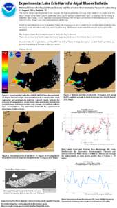 Experimental Lake Erie Harmful Algal Bloom Bulletin National Centers for Coastal Ocean Science and Great Lakes Environmental Research Laboratory 14 August 2014, Bulletin 13 The bloom moved slightly eastward from Sunday (