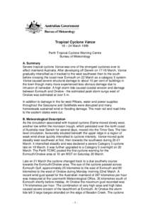 Western Australia / Geography of Australia / Exmouth /  Western Australia / Landfall / 1970–75 Southern Hemisphere tropical cyclone seasons / States and territories of Australia / 1998–99 Australian region cyclone season / Cyclone Vance