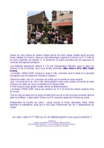 Située au cœur même du célèbre village viticole de notre village (classé parmi les plus beaux villages de France), dans un cadre pittoresque original et convivial, la 41 ème Fête du vin sera organisée les samedi