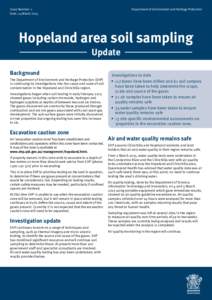 Issue Number: 1 Date: 24 March 2015 Department of Environment and Heritage Protection  Hopeland area soil sampling