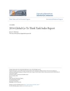 2014 Global Go To Think Tank Index Report