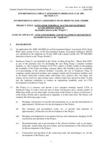 Container Terminal 10 Development at Southwest Tsing Yi  EIA Study Brief No. ESB[removed]August[removed]ENVIRONMENTAL IMPACT ASSESSMENT ORDINANCE (CAP. 499)