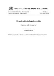 ORGANIZACIÓN MUNDIAL DE LA SALUD 53ª ASAMBLEA MUNDIAL DE LA SALUD Punto 12.9 del orden del día provisional A53/11 Corr.1 12 de mayo de 2000