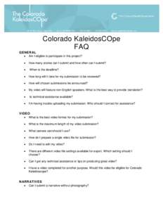 Colorado KaleidosCOpe FAQ GENERAL •  Am I eligible to participate in this project?