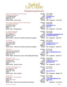 Sanford-Lee County  |  MANUFACTURING DIRECTORY  |  December 2012