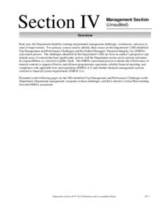 Section IV  Management Section (Unaudited)  Overview