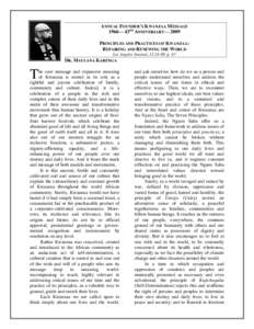 ANNUAL FOUNDER’S KWANZAA MESSAGE 1966— 43RD ANNIVERSARY— 2009 PRINCIPLES AND PRACTICES OF KWANZAA: REPAIRING AND RENEWING THE WORLD Los Angeles Sentinel, [removed], p. A7