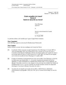 Tribunal de santé et sécurité Occupational Health and Safety au travail Canada Tribunal Canada 275 rue Slater Street, Ottawa (Ontario) K1P 5H9 – Télécopieur : ([removed]_______________________________________