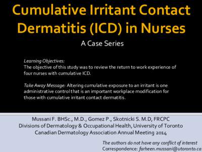 Cumulative Irritant Contact Dermatitis in Nurses