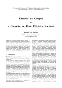 3º Encontro Nacional do Colégio de Engenharia Electrotécnica ELECTRICIDADE, nº 350, pp[removed], Dezembro 1997 Ezequiel de Campos e o Conceito de Rede Eléctrica Nacional