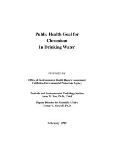 Public Health Goal for Chromium in Drinking Water