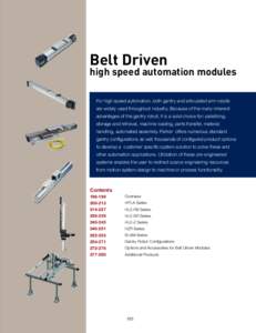 Belt Driven  high speed automation modules For high speed automation, both gantry and articulated arm robots are widely used throughout industry. Because of the many inherent advantages of the gantry robot, it is a solid