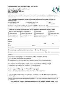 Printable Donation Form - Lutheran Community Services