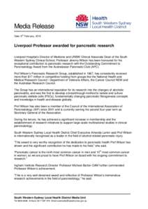 Liverpool professor awarded for pancreatic research