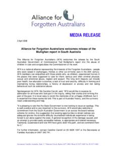 Australia / Ted Mullighan / Childhood / Stolen Generations / Redress / Afa / Abuse / Child welfare / Adoption in Australia / Forgotten Australians