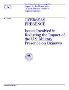 NSIAD[removed]Overseas Presence: Issues Involved in Reducing the Impact of the U.S. Military Presence on Okinawa