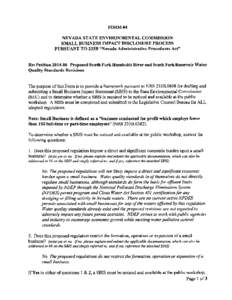 FORM #4 NEVADA STATE ENVIRONMENTAL COMMISSiON SMALL BUSINESS IMPACT DISCLOSURE PROCESS PURSUANT TO 233B “Nevada Administrative Procedures Act”  Re: Petition[removed]Proposed South Fork Humboldt River and South Fork R