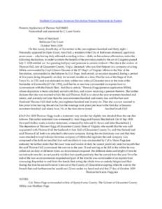 Southern Campaign American Revolution Pension Statements & Rosters Pension Application of Thomas Hall R4453 Transcribed and annotated by C. Leon Harris State of Maryland Baltimore City Court October Term 1838