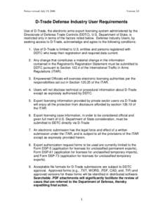 D-Trade Defense Industry User Requirements