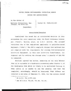 Beltrami Enterprises, Inc. (Eckley, Pa Facility), Docket No. TSCA-III-302