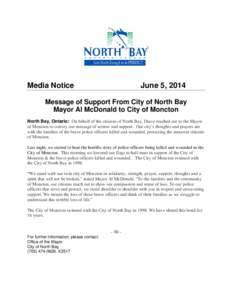 Message of Support From City of North Bay
