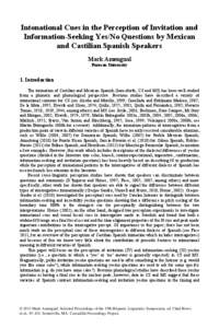 Intonational Cues in the Perception of Invitation and Information-Seeking Yes/No Questions by Mexican and Castilian Spanish Speakers