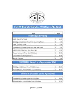 FERRY FEE SCHEDULE effectiveType Fare  Year Round Pricing