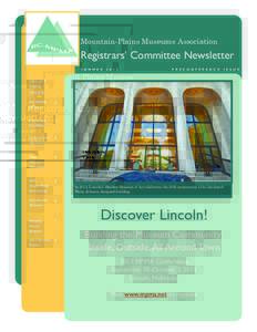 Mountain-Plains Museums Association  Registrars’ Committee Newsletter S U M M E R