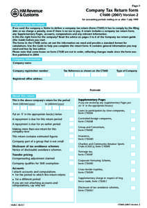 Page 1  Company Tax Return form CT600[removed]Version 2 for accounting periods ending on or after 1 July 1999