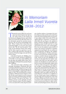 In Memoriam Laila Irmeli Vuorela 1938–2012