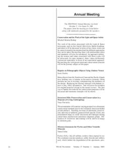 Annual Meeting The 2004 WAAC Annual Meeting was held October[removed]in Sante Fe, NM The papers from the meeting are listed below along with summaries prepared by the speakers. Conservation and the Work of the Light and Sp