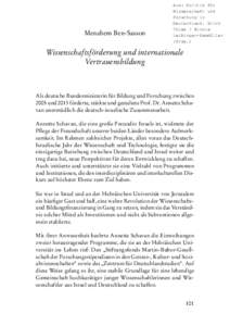 Menahem Ben-Sasson  Aus: Politik für Wissenschaft und Forschung in Deutschland. Erich