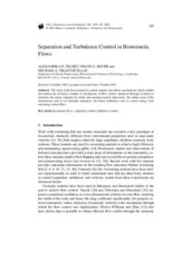 Flow, Turbulence and Combustion 71: 105–118, 2003. © 2004 Kluwer Academic Publishers. Printed in the Netherlands[removed]Separation and Turbulence Control in Biomimetic