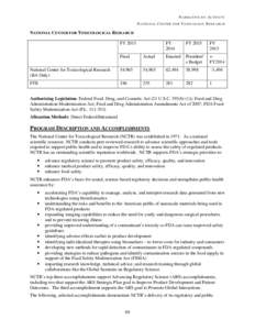 Narrative by Activity National Center for Toxicology Research