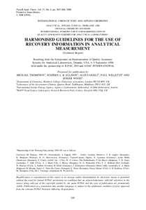 Pure & Appl. Chem., Vol. 71, No. 2, pp. 337–348, 1999. Printed in Great Britain. q 1999 IUPAC INTERNATIONAL UNION OF PURE AND APPLIED CHEMISTRY ANALYTICAL, APPLIED, CLINICAL, INORGANIC AND