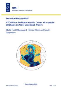 Technical ReportHYCOM for the North Atlantic Ocean with special emphasis on West Greenland Waters Mads Hvid Ribergaard, Nicolai Kliem and Martin Jespersen